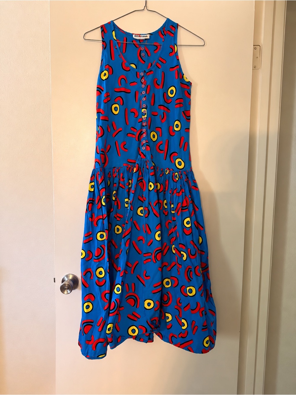 Vintage Giulliana 100% Cotton Poplin Drop-Waist Midi Dress